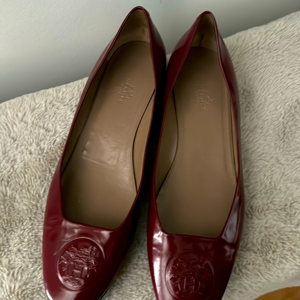 Hermes patent leather ballet flats
